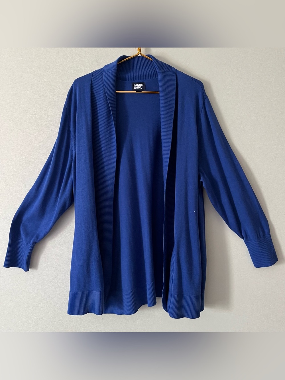 Lands' Cobalt Clue Open-Front Cardigan Sweater Lagenlook Cozy Casual Basic  3X